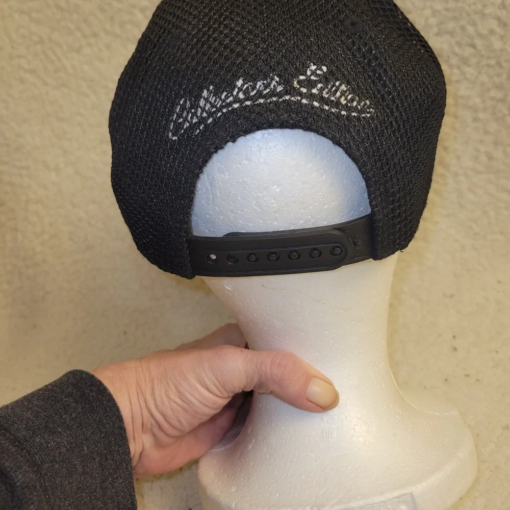 Seventy Seven Mesh Snapback Hat Black Script Logo‎ Trucker Cap Adjustable